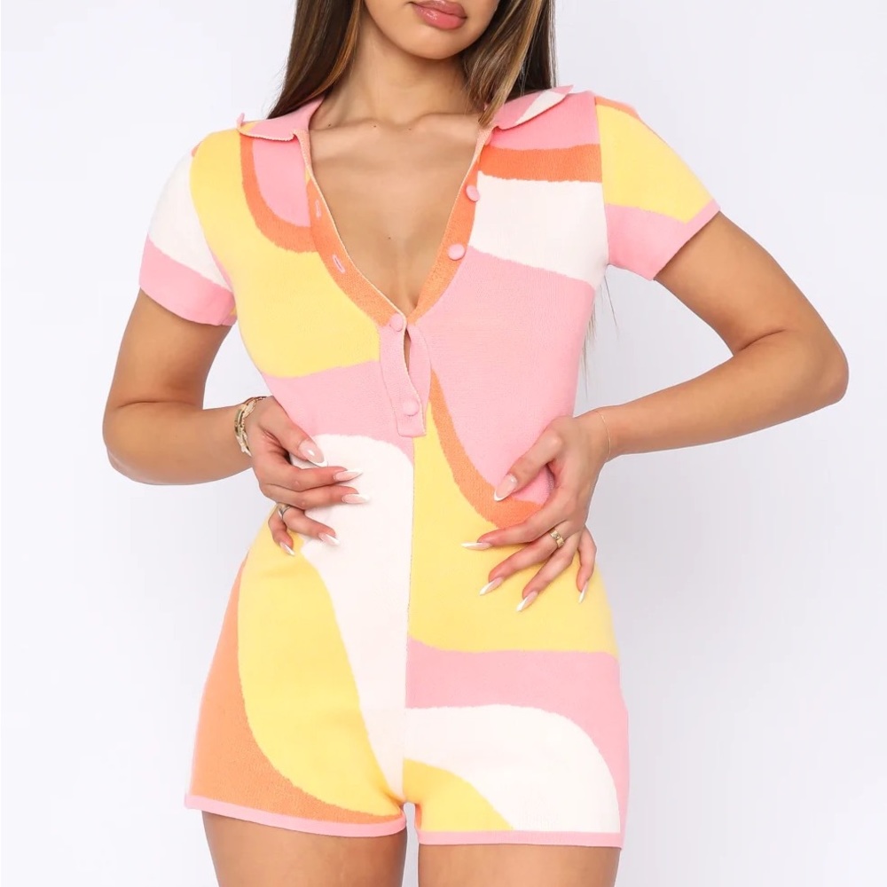 Time Of Our Lives Playsuit Peach Wave Colorful Romper